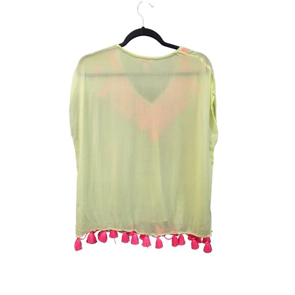 Lilly Pulitzer KathleenYellow Pink  Tunic Women's XXS/XS Tassel Hem Sleeveless T - Picture 2 of 8